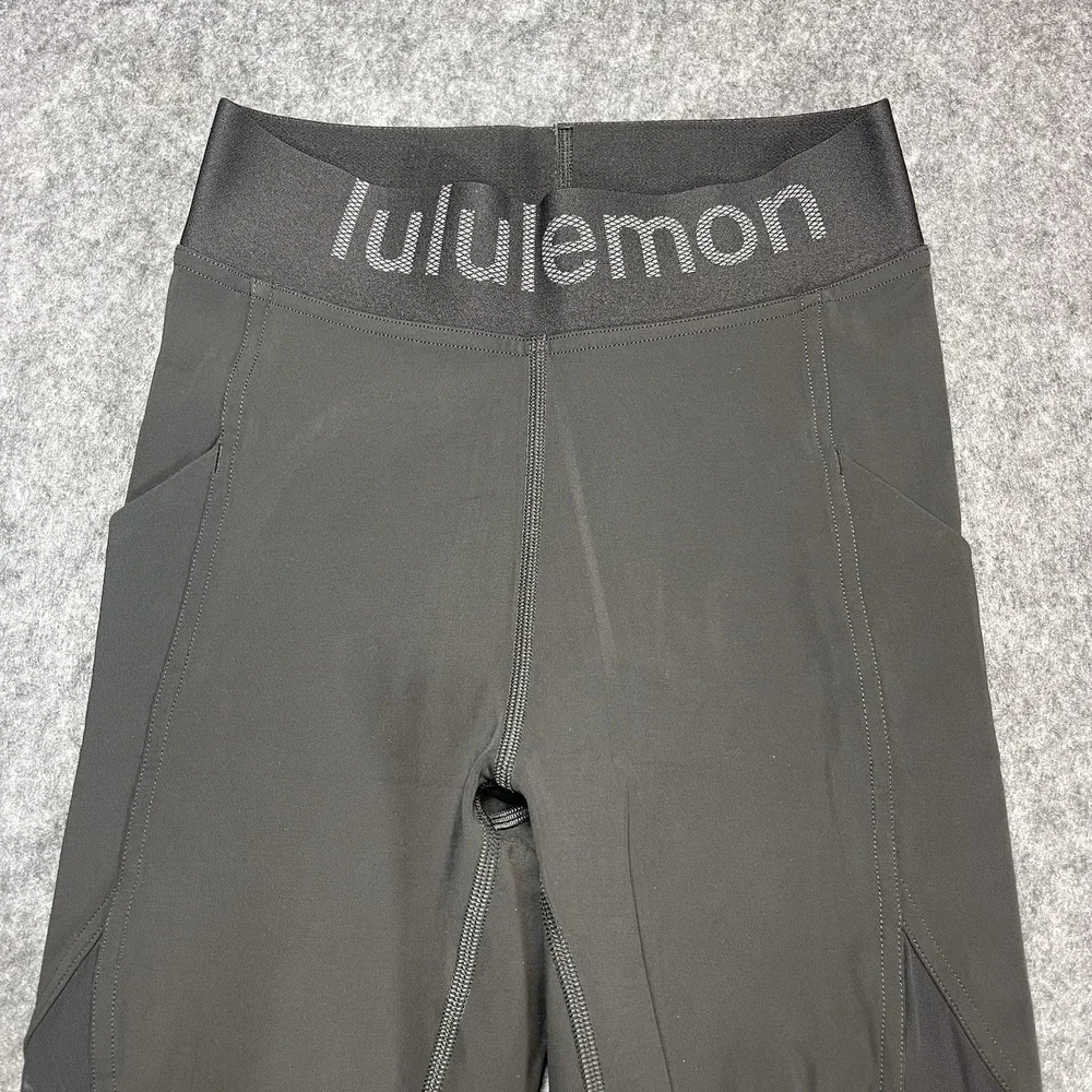 Lululemon‎ Youth Leggings Spell out Waistband Elastic Stretch Pull On Size 2